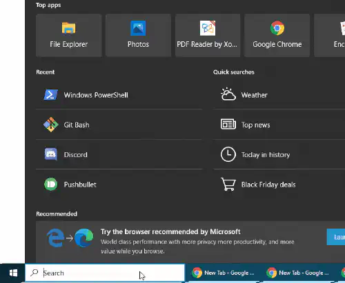 type p in the search bar and when powershell comes up click on run as administrator