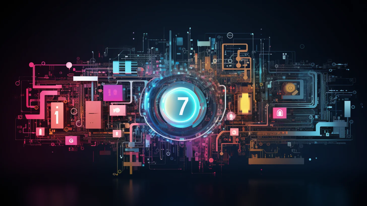 Una sección que muestra abreviaturas relacionadas con la tecnología. Una representación visual de diversos conceptos tecnológicos.