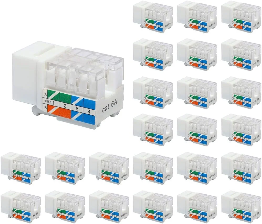 VCE Paquete de 25 insertos de conector Keystone RJ45 Cat6A a 90 grados
