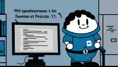 Un personaje de dibujos animados sosteniendo un script y de pie frente a un ordenador con PowerShell prompt, indicando facilidad en PowerShell scripting para principiantes