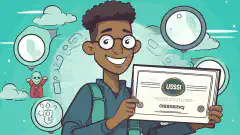 Una imagen de dibujos animados de una persona con un certificado CISSP, con una burbuja de pensamiento que muestra diferentes temas de seguridad de la información como arquitectura de seguridad, control de acceso, cifrado y seguridad de la red.