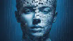 Una ilustración simbólica que representa el rostro de una persona siendo sustituido por otro rostro, representando la naturaleza engañosa de los deepfakes y los retos que plantean en la manipulación de los medios digitales.