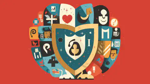 Imagen que representa un escudo que protege la información personal de una persona mientras utiliza plataformas de redes sociales.