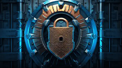 Una imagen que representa un escudo con un candado que simboliza la defensa de la ciberseguridad y la protección contra las ciberamenazas.