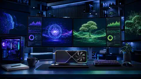 Una estación de trabajo que muestra opciones de modelos de IA locales, uso de memoria de GPU y ventanas de contexto de agentes de programación